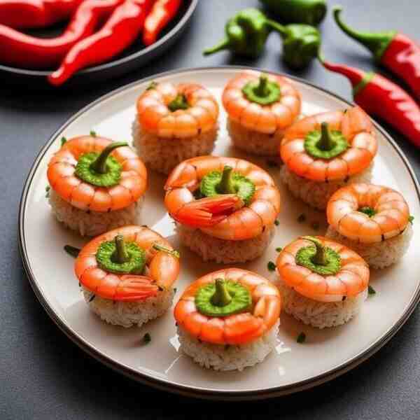 Перец фаршированный рисом и креветками